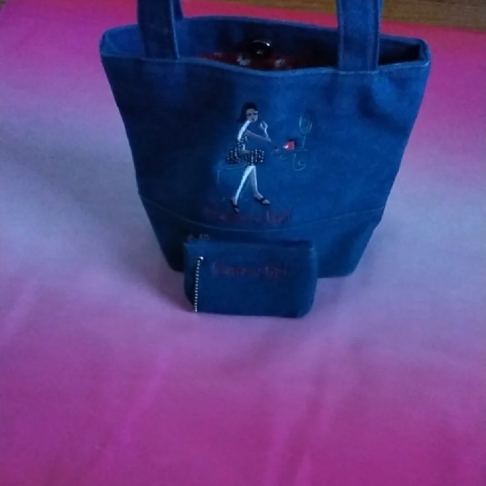 The Girls Blue Denim Tote and Pouch Set